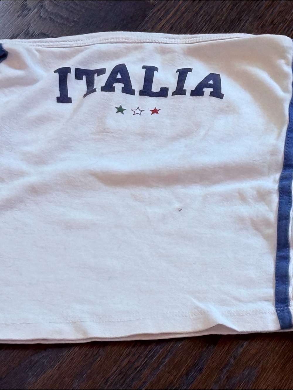 Italia White Crop Top with Navy Trim